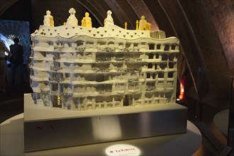 Spain, Catalonia, Barcelona, La Pedrera or Casa Mila on Passeig de Gracia  designed by Antoni Gaudi  scale model in the attic.