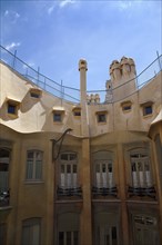 Spain, Catalonia, Barcelona, La Pedrera or Casa Mila on Passeig de Gracia, designed by Antoni Gaudi