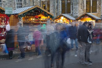 England, Hampshire, Winchester, Christmas market in the grounds of the Cathedral.