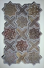 Panneau de 15 carreaux de céramique perse