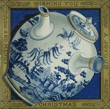 Carte de Noël décorée d'une théière chinoise