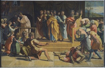 Cartoon- The Death of Ananias, by Raphael. Urbino, Italy, 1515-16.