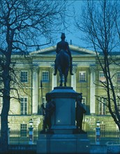 The front of Apsley House at dusk. March 1995.