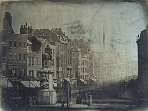 Parliament Street from Trafalgar Square, photo M. de St. Croix. London, England, 1839.
