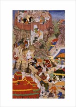 Akbar's Entry into the Fort of Ranthambhor, from the Akbarnama. Mughal, India, c.1590.