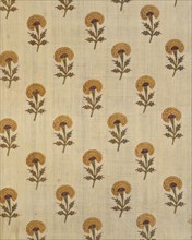 Marigolds. Block printed and dyed cotton fabric. Rajasthan, India, 1772