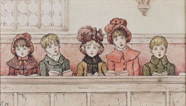 Children at Church by Kate Greenaway R.I. England, 1879