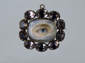 Portrait miniature painting in a brooch;Eye; Anonymous;  English;  1800;  Watercolour on ivory;