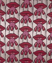 Raspberry Lips Furnishing Fabric, by Jane Wealleans. England, 1973