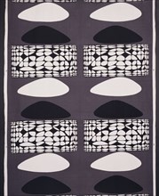 Kernoo furnishing fabric, screen printed cotton.  Designed by Victor Vasareley (1908-1997) for Edinburgh Weavers Ltd, Carlisle, 1962.