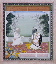 Portrait of Lehna Singh Majithia, a Sikh sardar. Gouache on paper.Punjab Plains.c.1840.