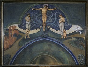 The Tree of Life; designed for the American Episcopal Church of St.Paul at Rome. by Sir Edward Burne-Jones.1892. Bodycolour & gold on paper.
