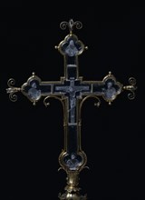 Altar cross; silver, crystal & enamel; top section showing The Crucifixion; Italian; 16th century.