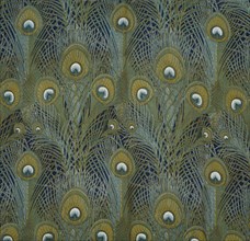 Textile - Peacock Feathers; roller-printed cotton; designed by Arthur Silver (1853 - 96) Silver Studios; printed by Rossendale Printers for Liberty & Co.; English; c.1887.