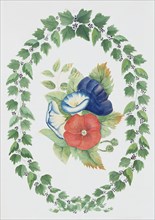 Design for painting on velvet; watercolour on paper;by H. H. Henry;English;1820s.