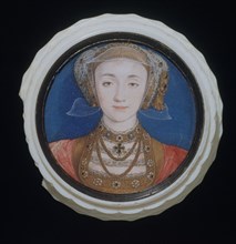 Miniature in Miniature Box; Portrait of Anne of Cleves, 4th Wife of Henry VIII; watercolour on vellum; box - turned ivory;painted by Hans Holbein (1497 - 1543);possibly English or German;1539.