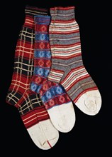Group of Children's single socks; machine-knit wool;manufactured by the firm of I & R Morley Ltd, London;English (London);circa 1851.