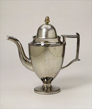 Coffee Pot. Earthenware with platinum lustre. Staffordshire, Engand, early 19th century