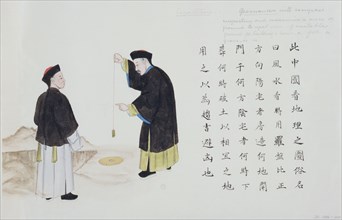 Feng Shui Practioner; page from an album; Chinese; 1885.Watercolour on paper.