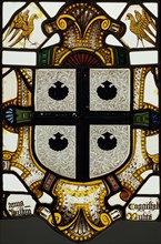 Stained Glass Panel of Arms of Coggeshall; clear, flashed & pot-metal glass painted with brown enamel & yellow stain;English;circa 1570.