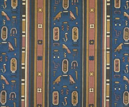Furnishing fabric, in imitation of Egyptian tomb paintings, by F. Steiner & Co. Lancashire, England, c.1920