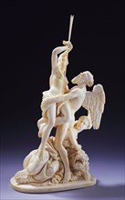 Statuette group; - Time, Opportunity & Penitence; ivory; by David Le Marchand (b.France, 1674 - 1726); English; 18th century.