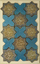 Panel of 15 tiles. Persian, 13th-15th century