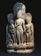 Bouddha et ses disciples accompagnés de Nalagiri l'éléphant
