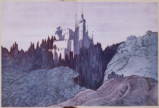 Scenery design for The Sleeping Princess, by Leon Bakst for Diaghilev Ballets Russes. C.1921