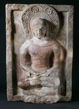Panneau sculpté représentant un bouddha