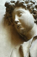 Detail of an angel from The Virgin and Child with Two Angels. Original relief by the Master of the Mascoli Altarpiece. Venice, Italy, 15th century