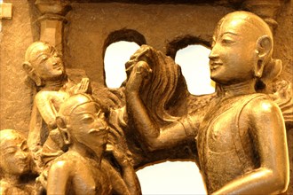 King Narasimhadera and his spiritual advisor, detail of relief. Orissa, India, 13th century