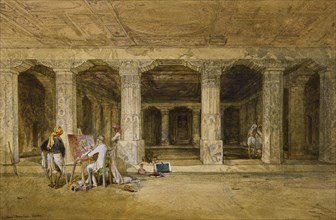 Simpson, Robert Gill copying the Ajanta frescoes