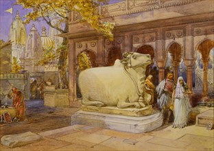 Simpson, Le taureau Nandi dans la cour du temple d'or de Vârânasî