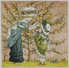 Greenaway, Deux fillettes cueillant des pommes