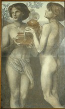 Rossetti, Study of the two attendant youths in La Bella Mano