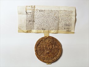 Hilliard, Impression of the Great Seal of Elizabeth I and Document