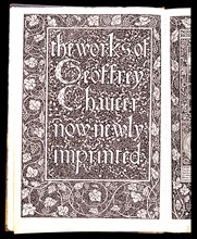 Morris et Burne-Jones, Page imprimée de "The Works of Geoffrey Chaucer"