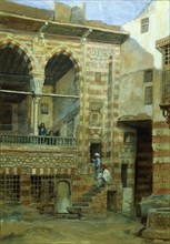 A courtyard in the house of Sheik Sadat, by Frank Dillon. Cairo, Egypt, late 19th century