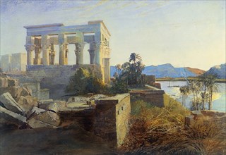 Island of Philae, by William Edward Dighton. Egypt, 19th century