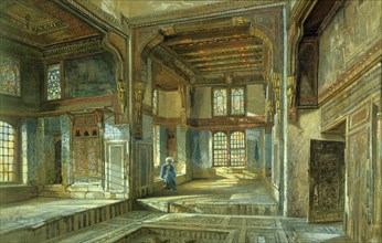 Interior of the house of Mufti Sheik El Mahadi, by Frank Dillon. Egypt, 19th century