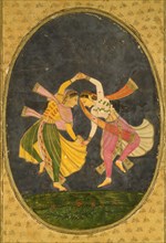 Girls performing a Kathak Dance. India, late 17th century