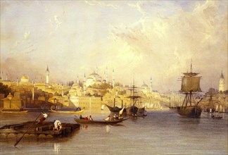 Constantinople: From The Entrance of Golden Horn, by Charles F. Buckley. Constantinople, Turkey, 19th century