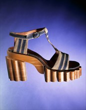 Woman's striped canvas sandal. Britain, 1938