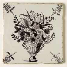 Flower vase, tile. London, England, c.1725-50