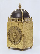 Lantern clock with astronomical dial, by Francis Nowe. London, England, 1588