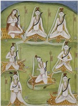 Shiva dans huit postures de yoga