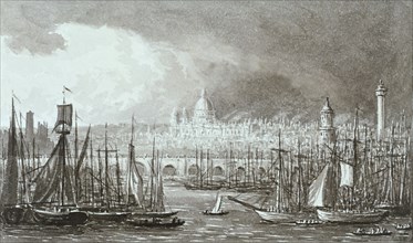 Glover, A View of Old London Bridge