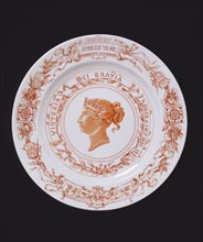 Victoria's Golden Jubilee Commemorative Plate. Worcester, England, 1887