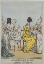 A Fashionable Lady in Dress and Undress, by Robert Dighton. England, 1807